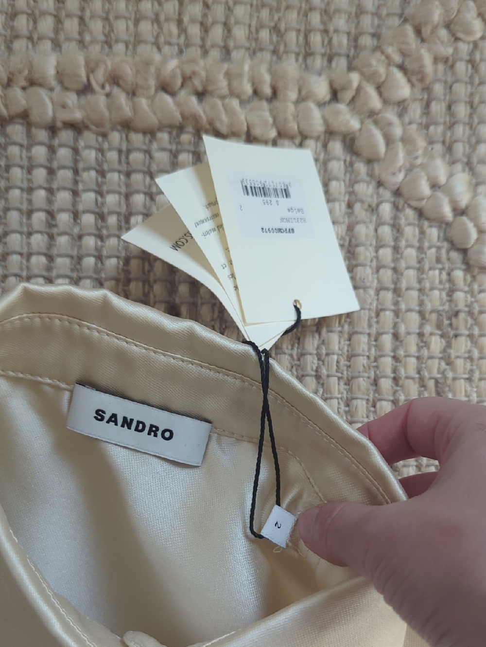 NWT Sandro Sleeveless Cropped Button-Up Top Cream Silk Blend Size (Size Medium) - Picture 4 of 4